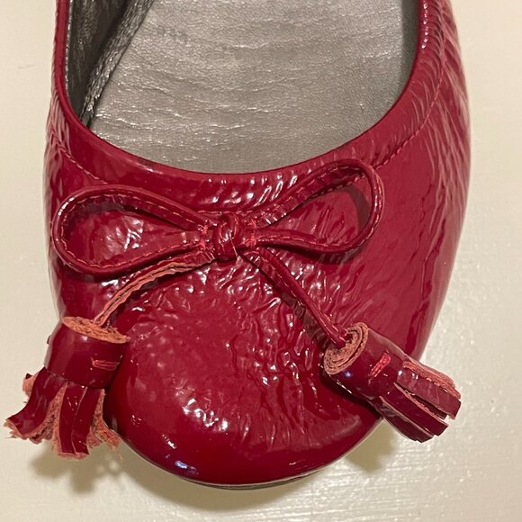 Cole Haan Nike Air Red Patent Leather Ballet Flats with Bow and Tassel Size 7B - Picture 14 of 15
